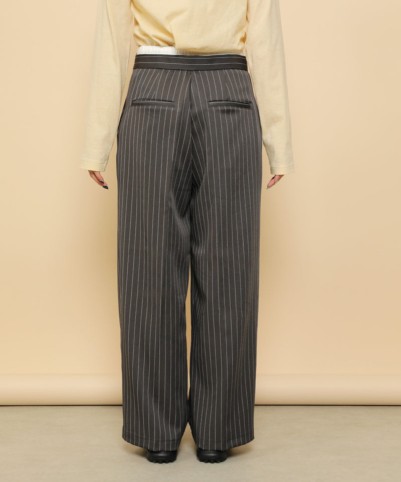 ピンストライプ ダブルウエストパンツ