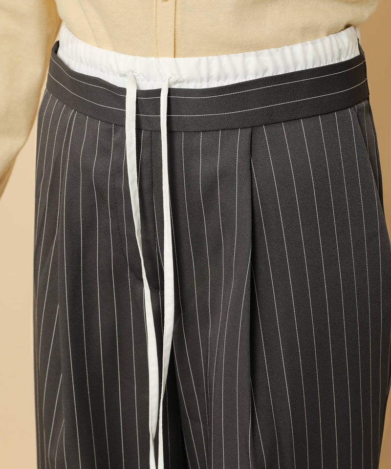 ピンストライプ ダブルウエストパンツ