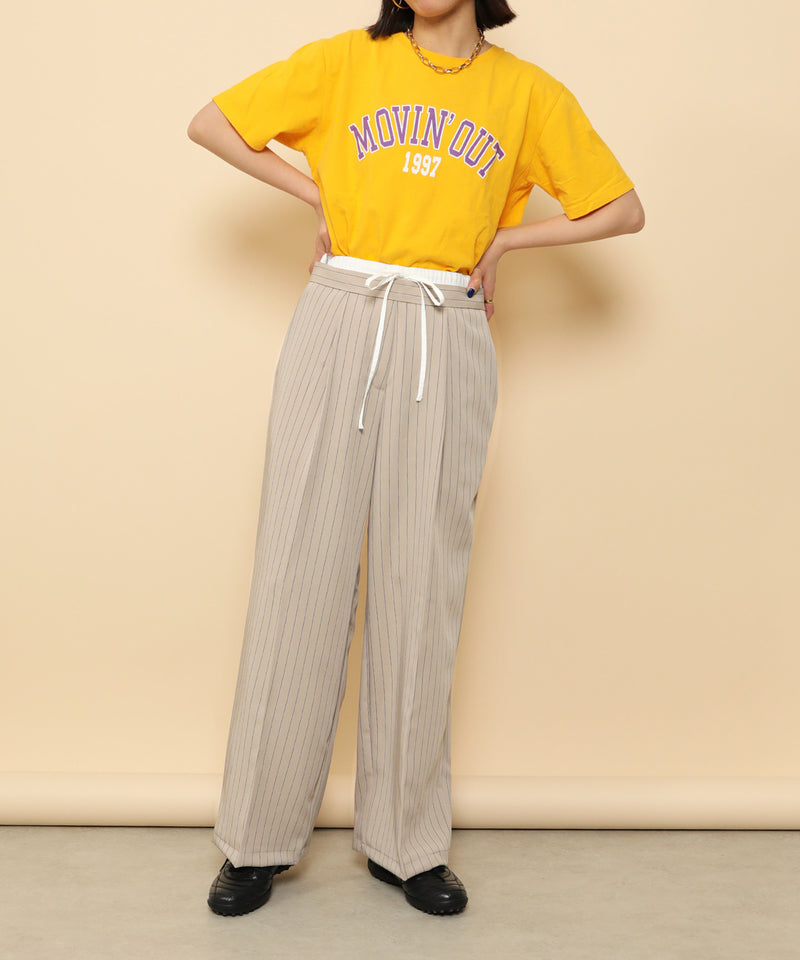 ピンストライプ ダブルウエストパンツ