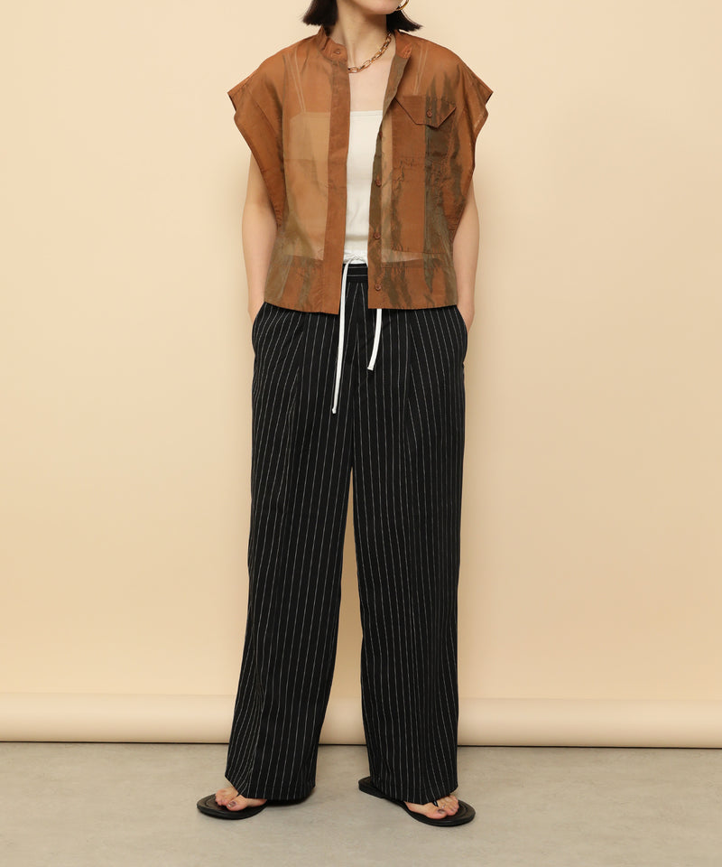 ピンストライプ ダブルウエストパンツ