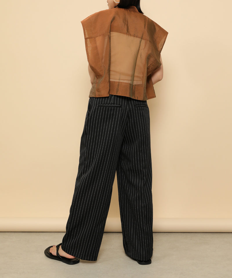 ピンストライプ ダブルウエストパンツ