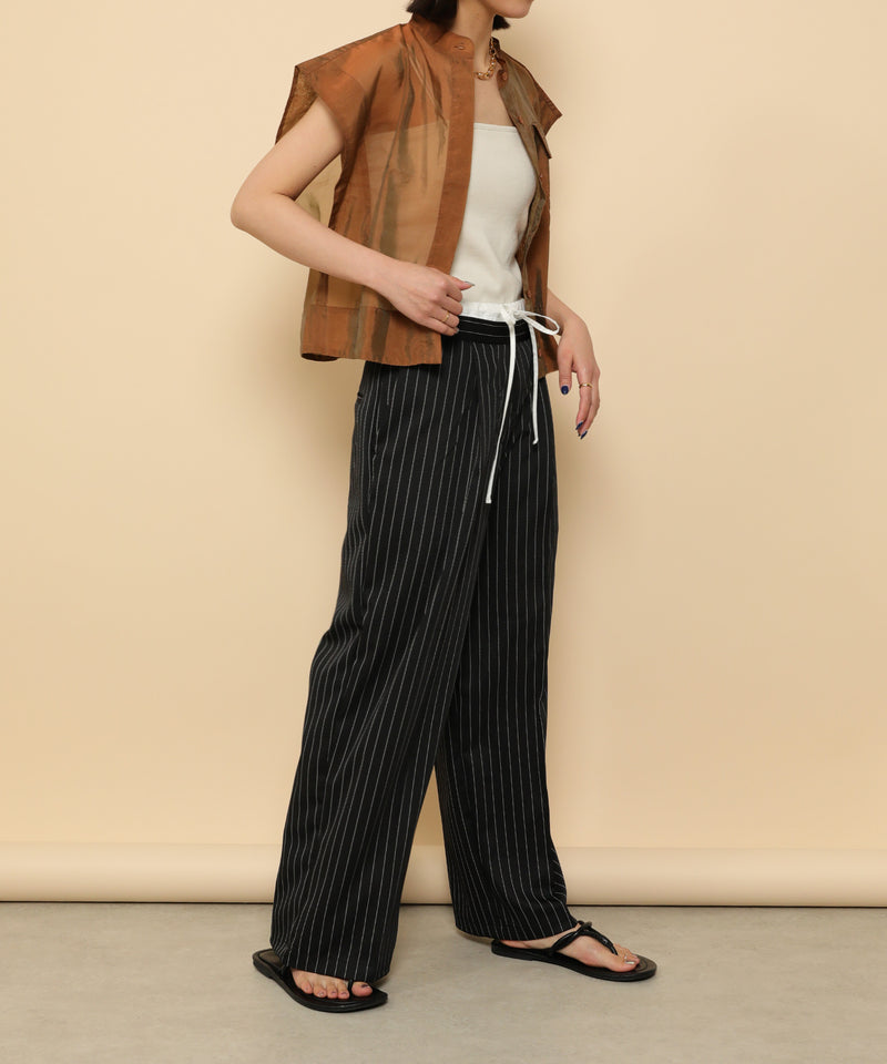 ピンストライプ ダブルウエストパンツ