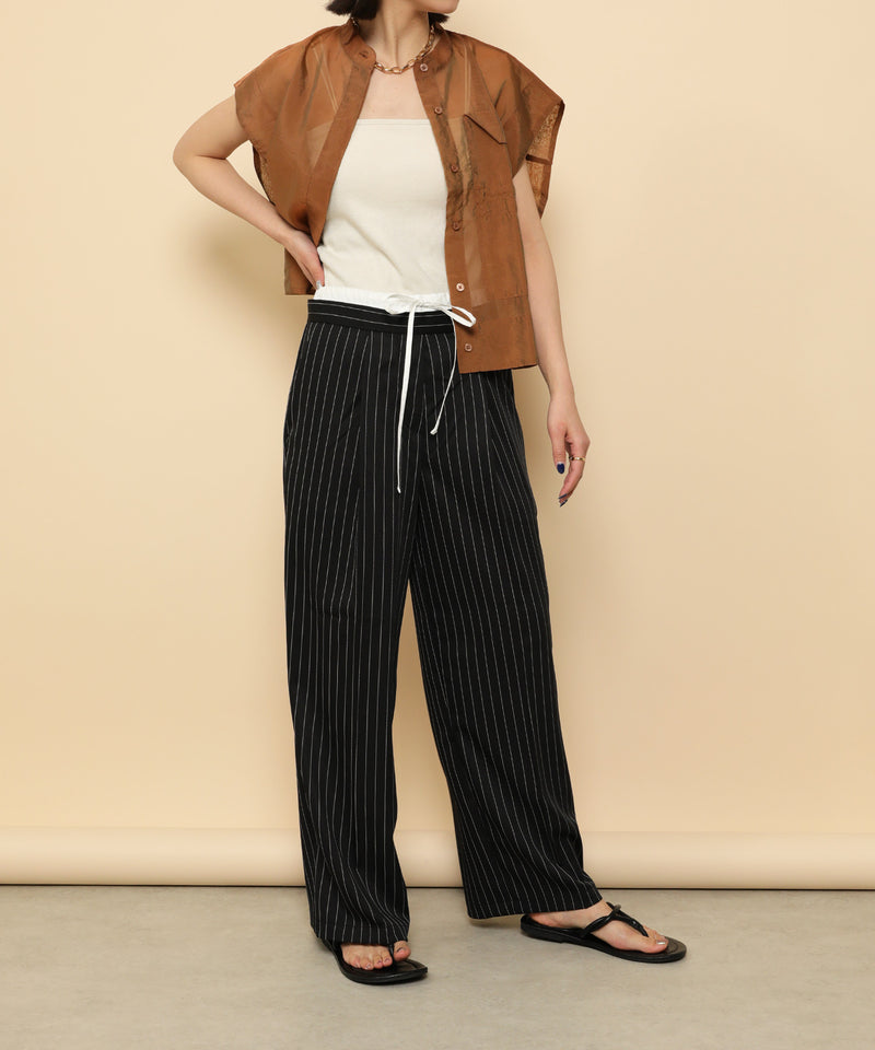 ピンストライプ ダブルウエストパンツ