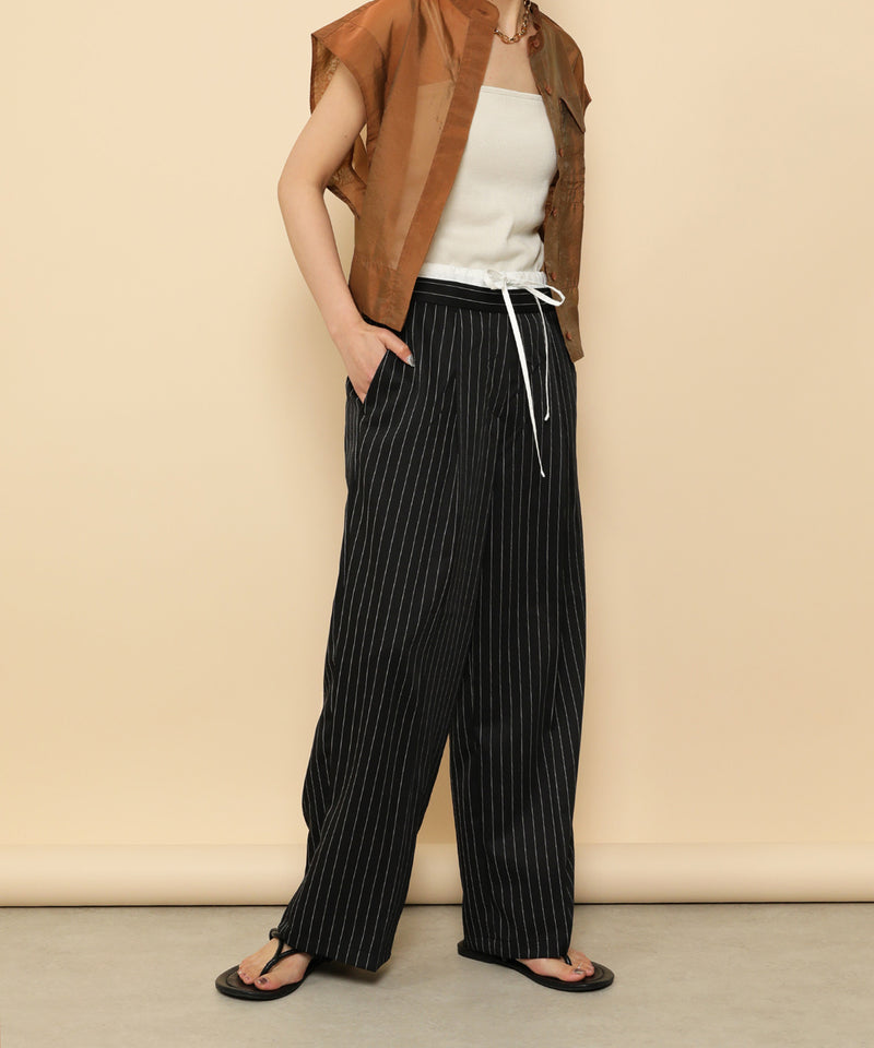 ピンストライプ ダブルウエストパンツ