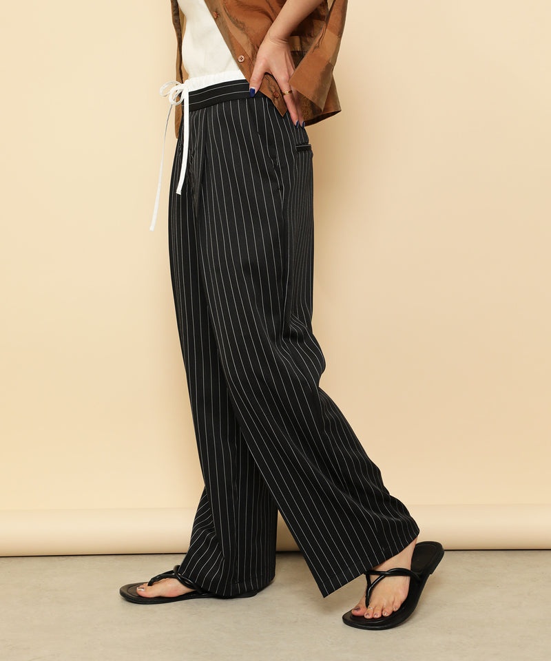 ピンストライプ ダブルウエストパンツ