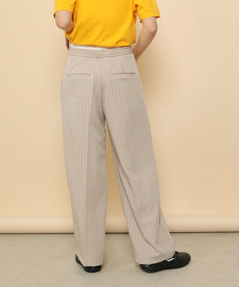 ピンストライプ ダブルウエストパンツ