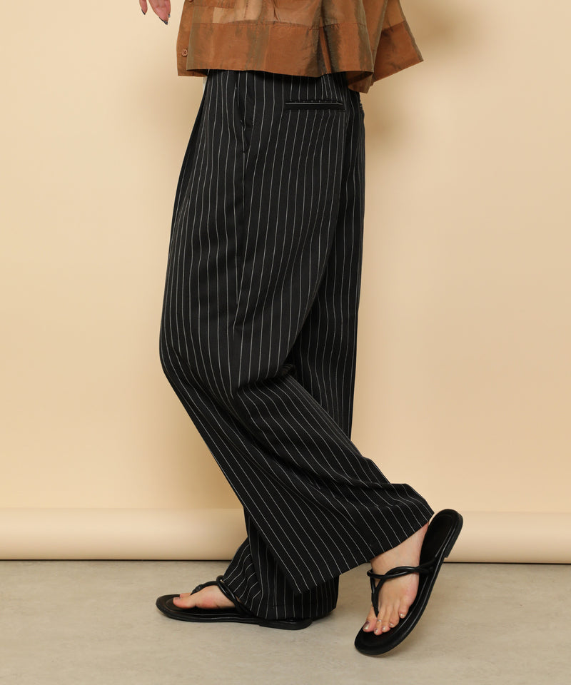 ピンストライプ ダブルウエストパンツ