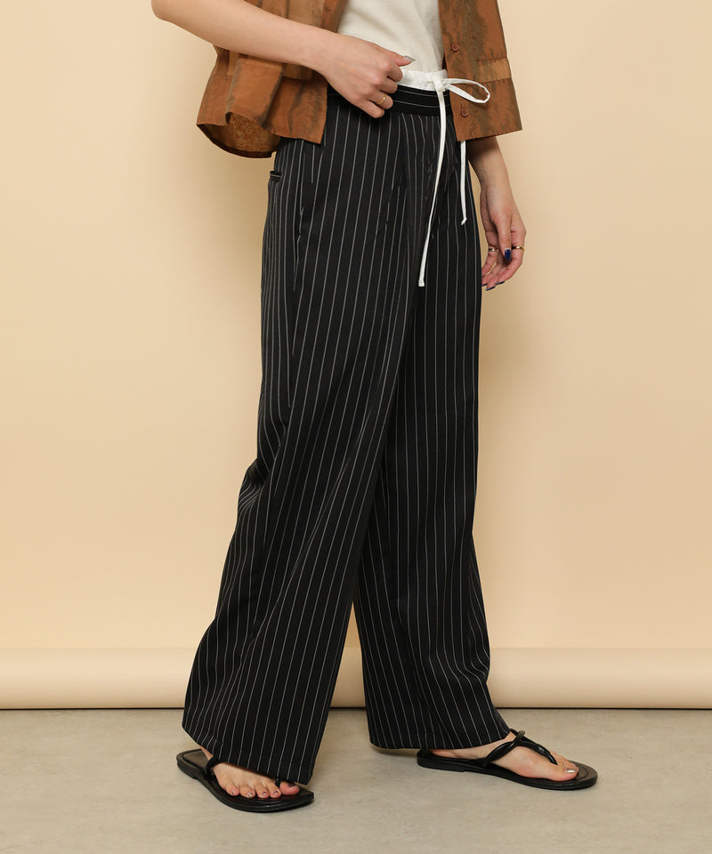 ピンストライプ ダブルウエストパンツ