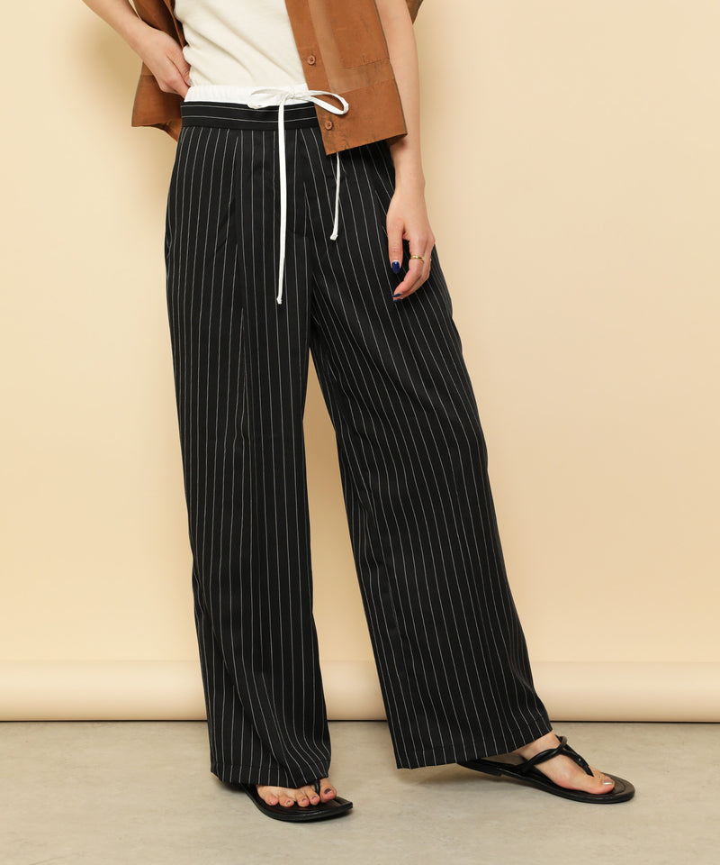 ピンストライプ ダブルウエストパンツ