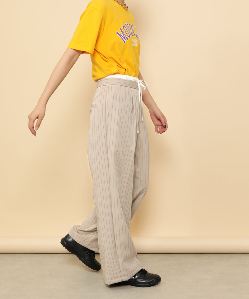 ピンストライプ ダブルウエストパンツ