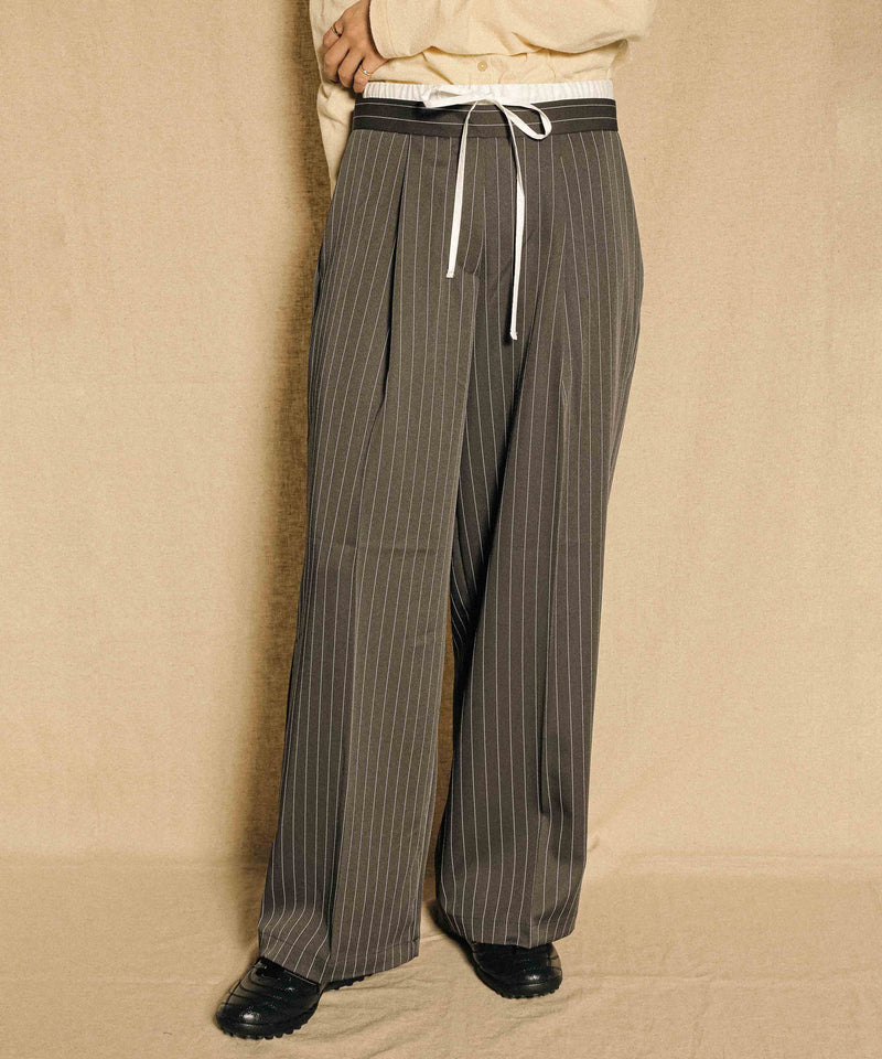 ピンストライプ ダブルウエストパンツ
