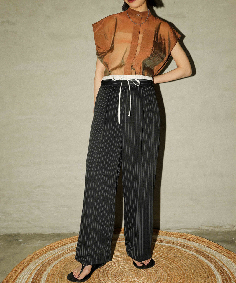 ピンストライプ ダブルウエストパンツ