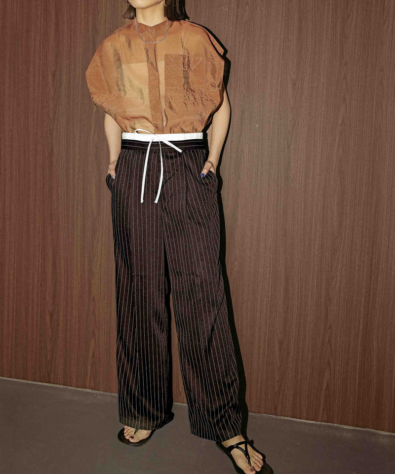 ピンストライプ ダブルウエストパンツ