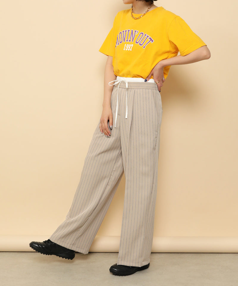 ピンストライプ ダブルウエストパンツ