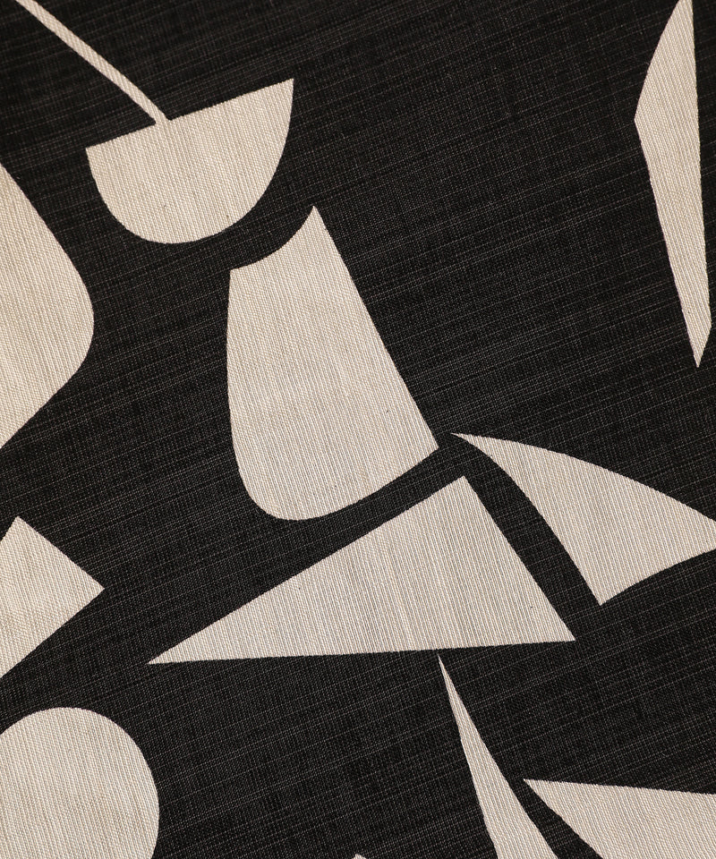 リネンタッチ 幾何学柄 イージーワイドパンツ