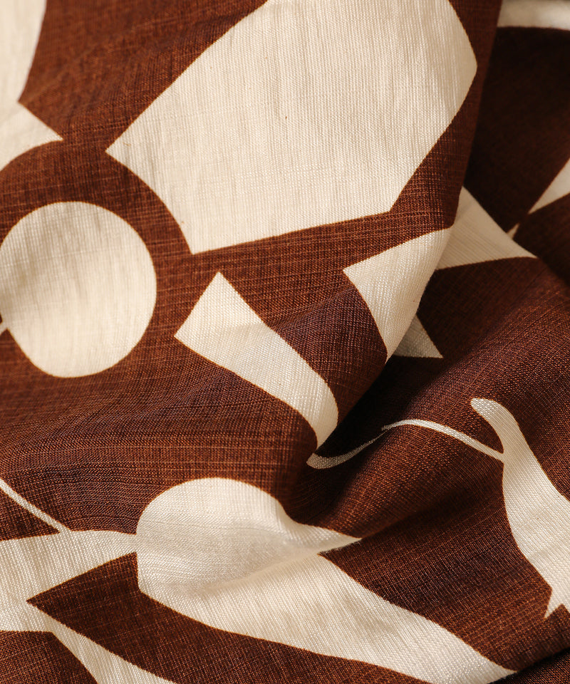 リネンタッチ 幾何学柄 イージーワイドパンツ