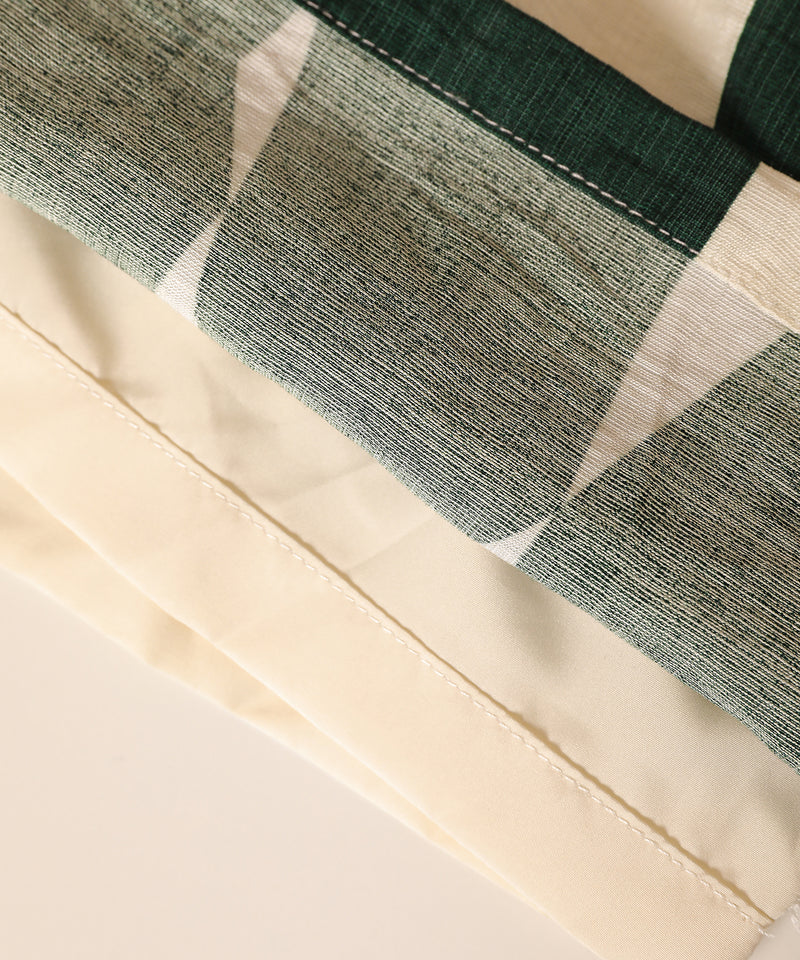 リネンタッチ 幾何学柄 イージーワイドパンツ