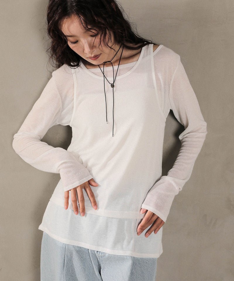 2set シアーリブ ロンT タンク トップスセット