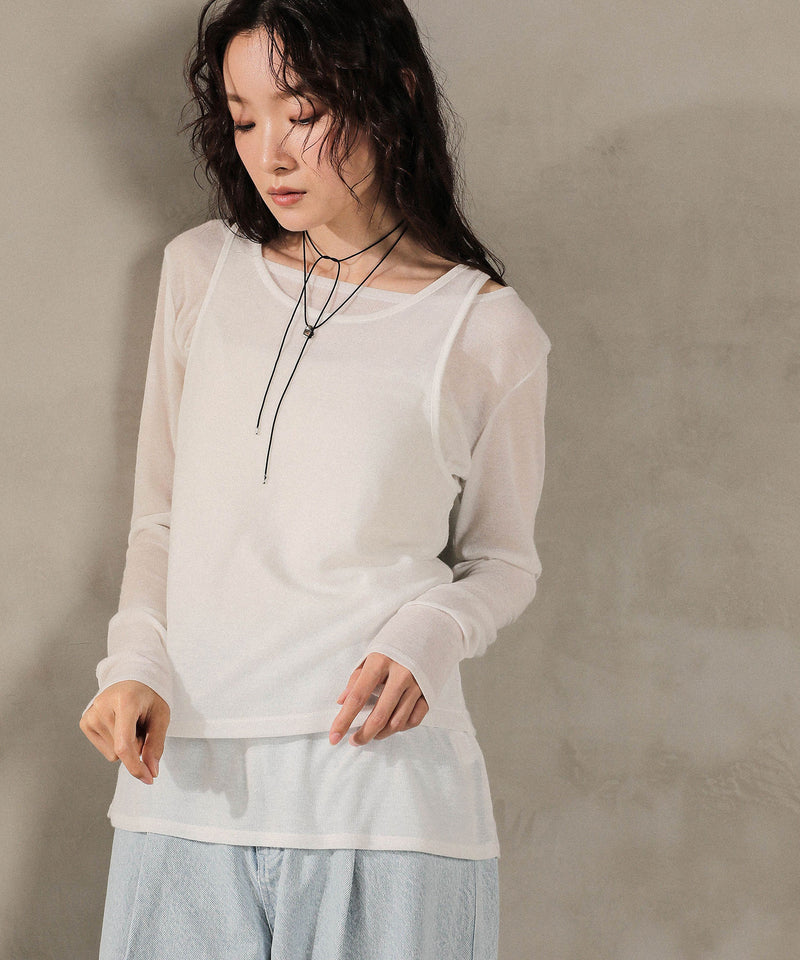 2set シアーリブ ロンT タンク トップスセット