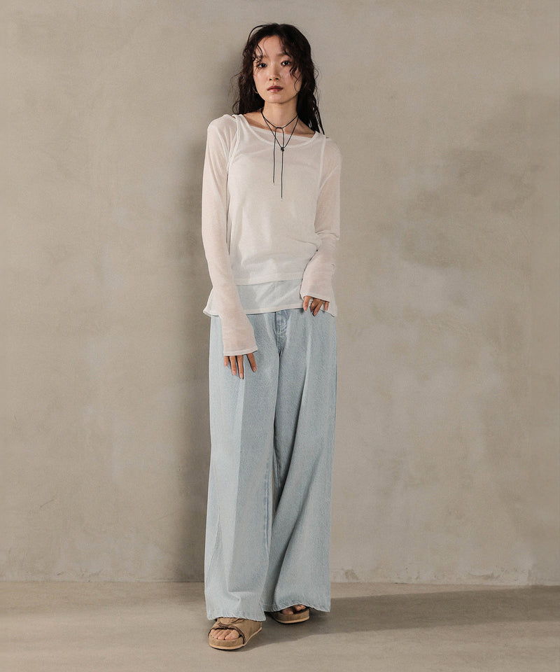 2set シアーリブ ロンT タンク トップスセット