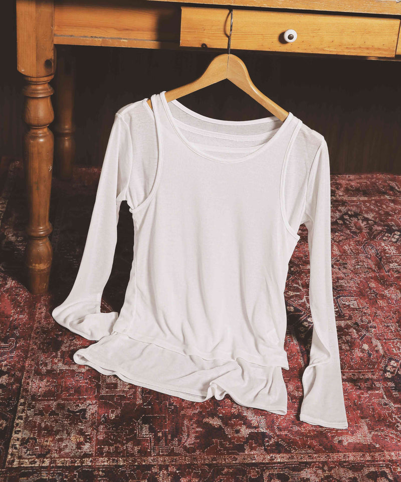 2set シアーリブ ロンT タンク トップスセット