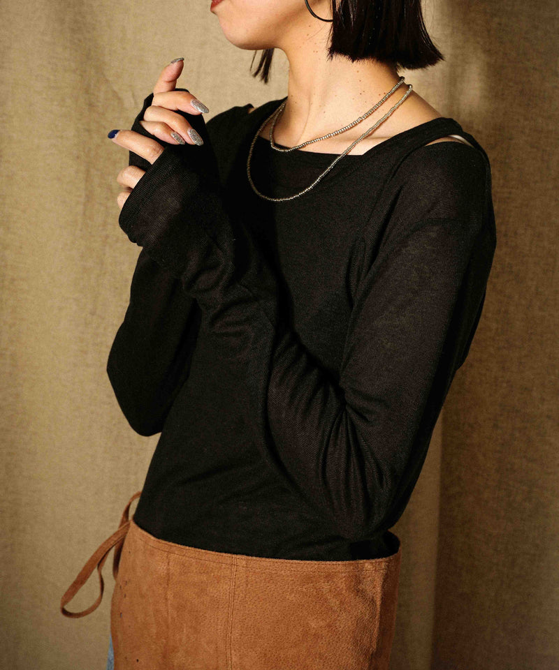 2set シアーリブ ロンT タンク トップスセット