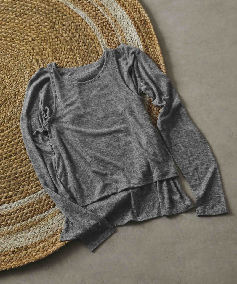 2set シアーリブ ロンT タンク トップスセット