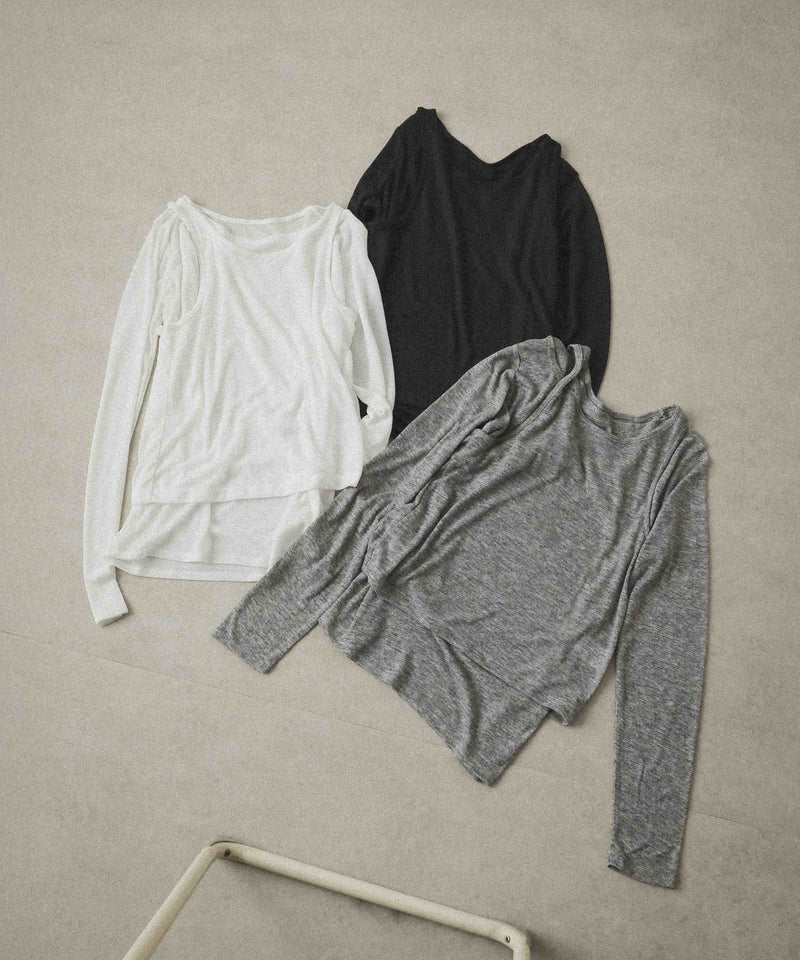 2set シアーリブ ロンT タンク トップスセット