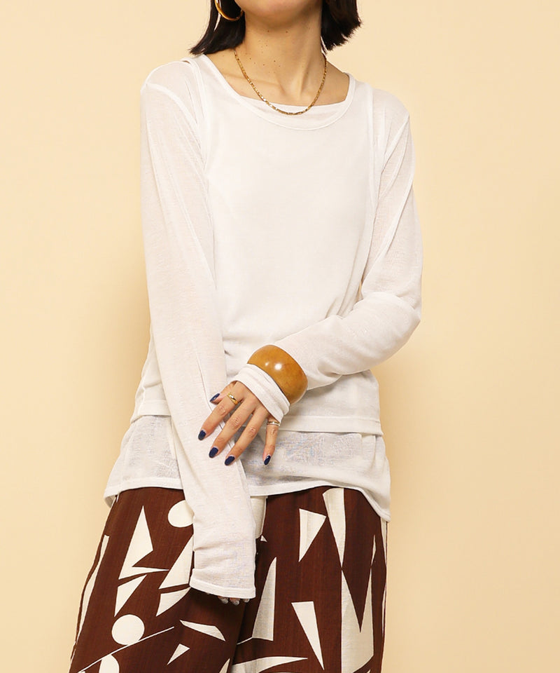 2set シアーリブ ロンT タンク トップスセット