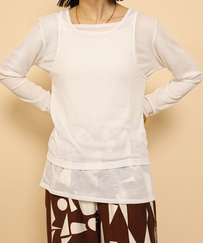 2set シアーリブ ロンT タンク トップスセット