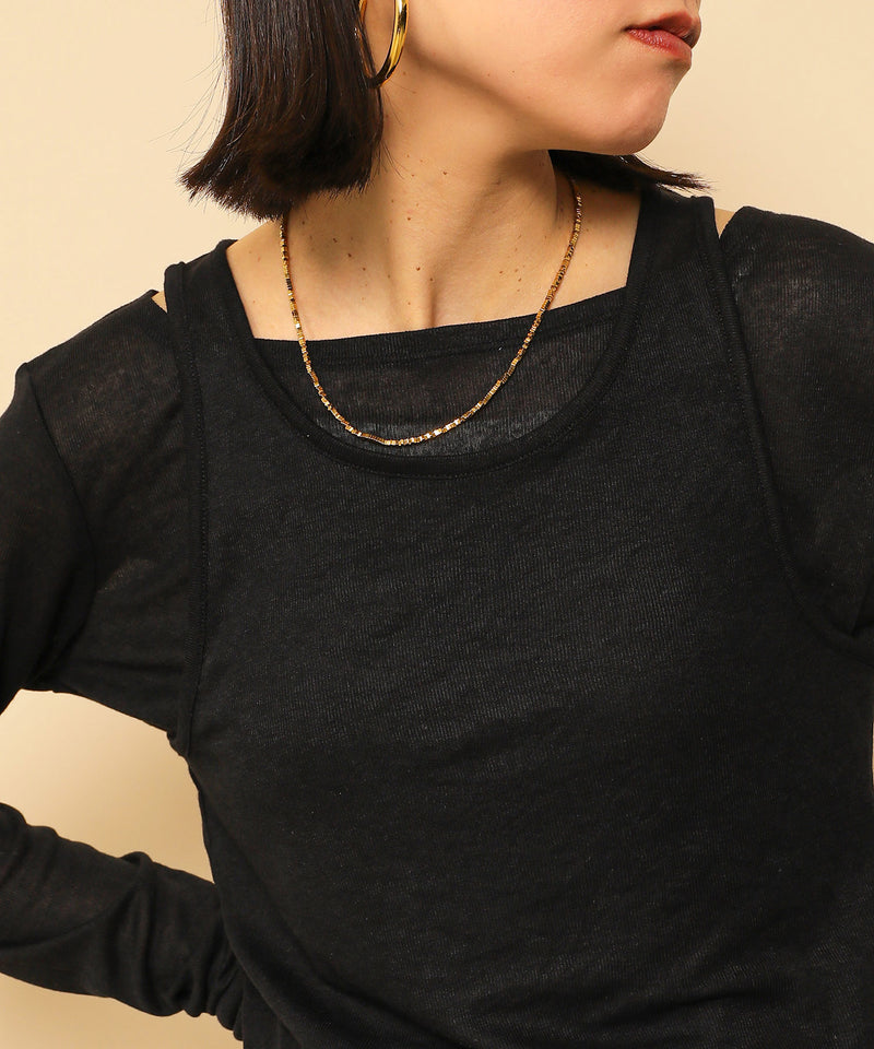 2set シアーリブ ロンT タンク トップスセット