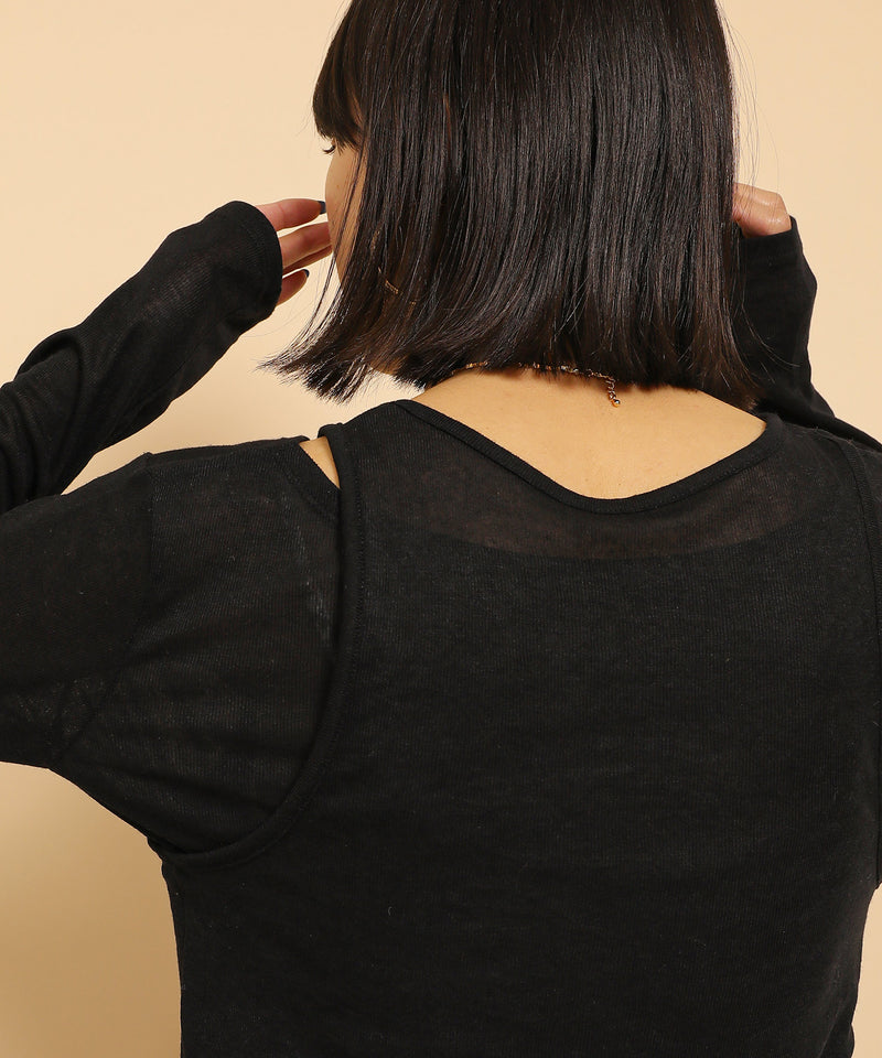 2set シアーリブ ロンT タンク トップスセット