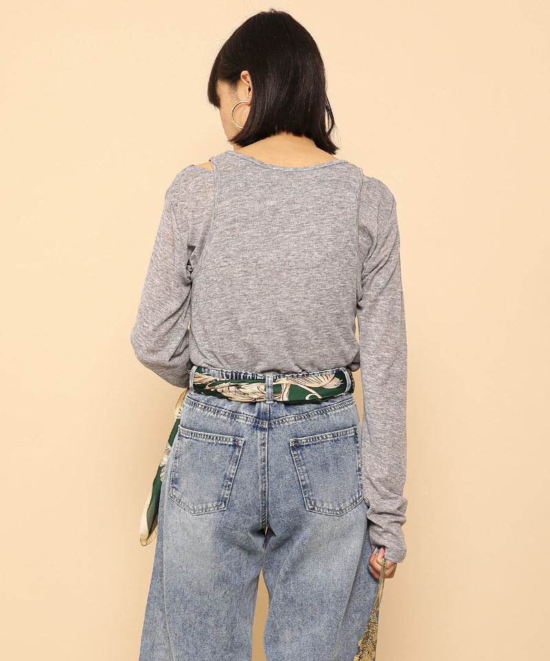 2set シアーリブ ロンT タンク トップスセット