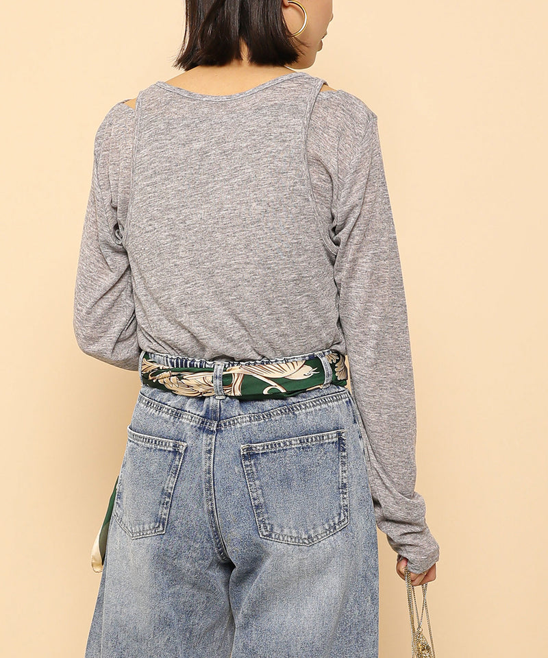 2set シアーリブ ロンT タンク トップスセット