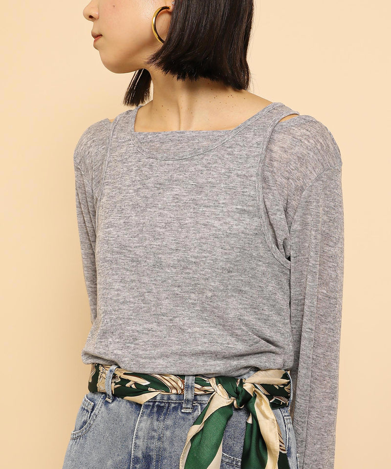 2set シアーリブ ロンT タンク トップスセット