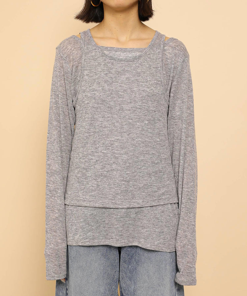 2set シアーリブ ロンT タンク トップスセット