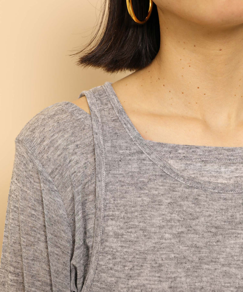 2set シアーリブ ロンT タンク トップスセット