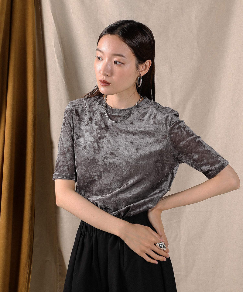 シアーベロア ハーフスリーブTシャツ