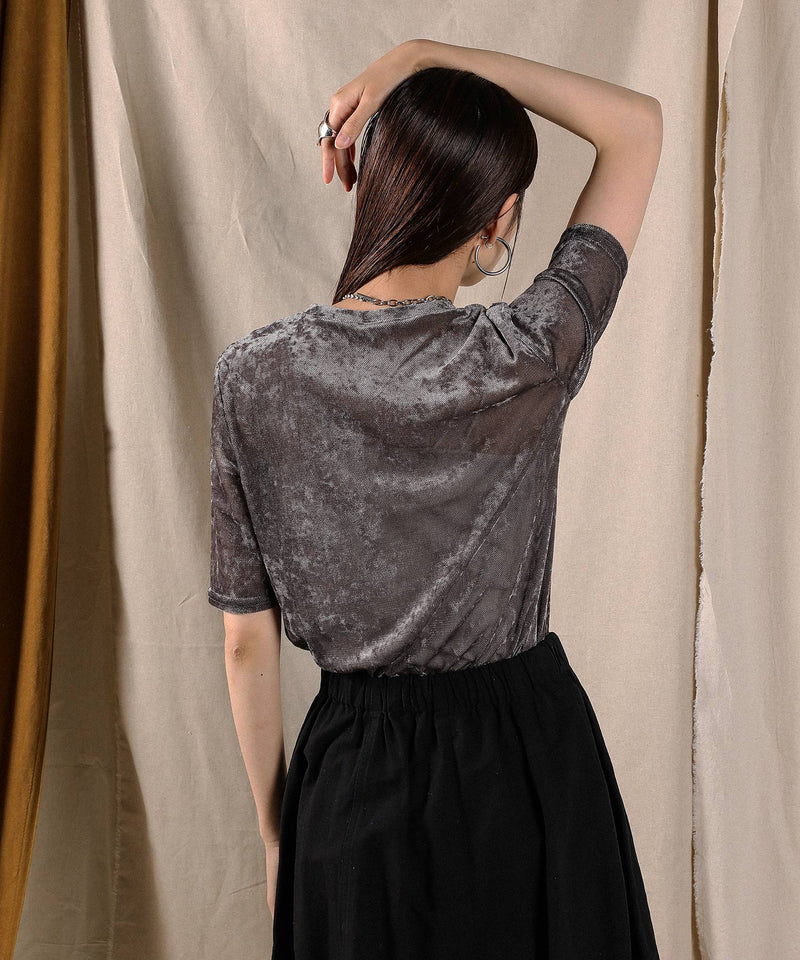 シアーベロア ハーフスリーブTシャツ