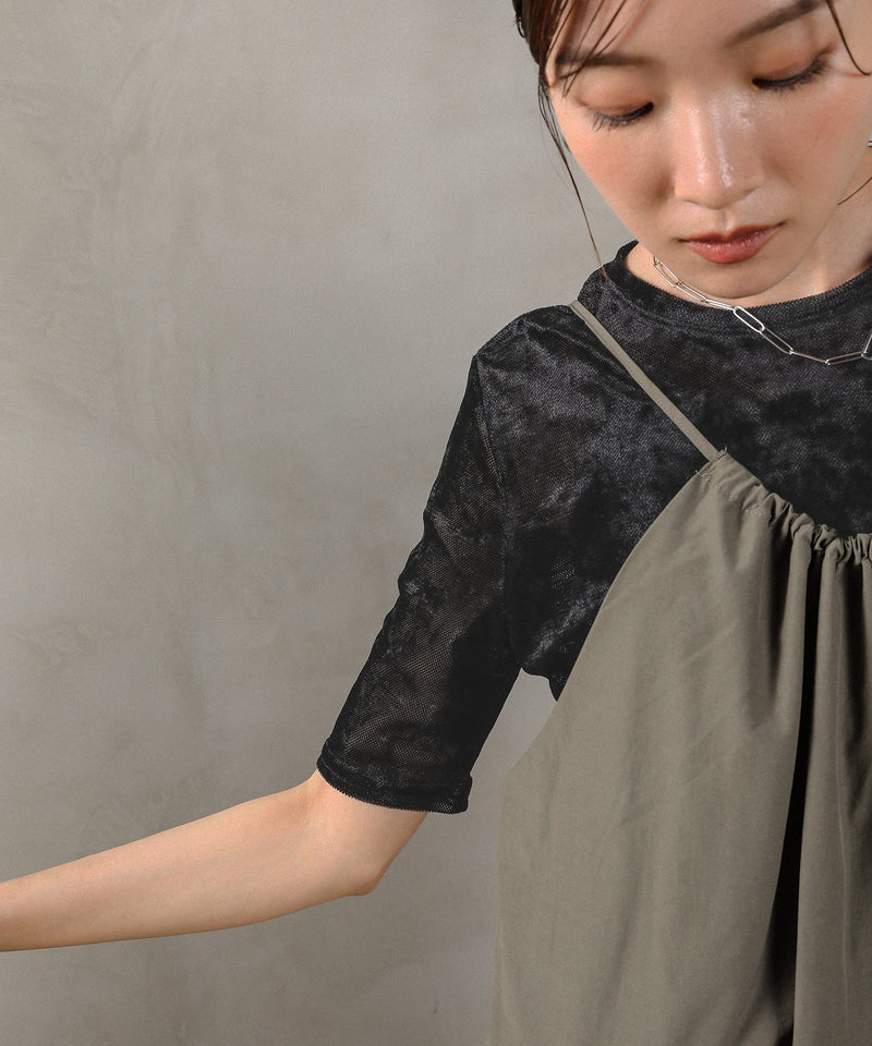 シアーベロア ハーフスリーブTシャツ