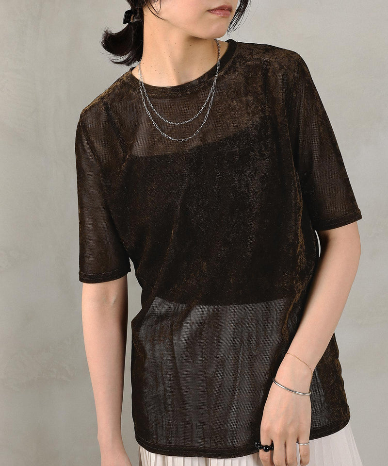 シアーベロア ハーフスリーブTシャツ