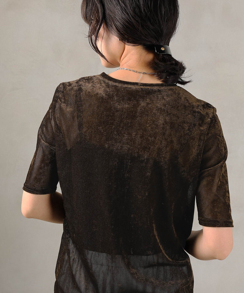 シアーベロア ハーフスリーブTシャツ