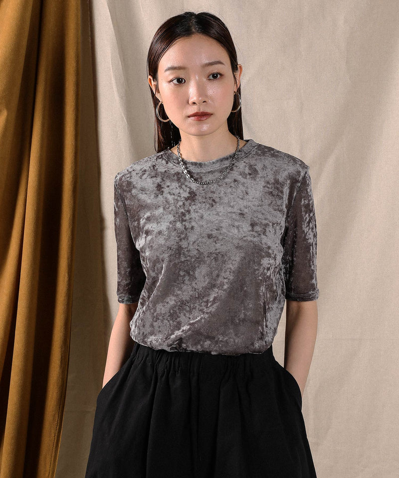 シアーベロア ハーフスリーブTシャツ