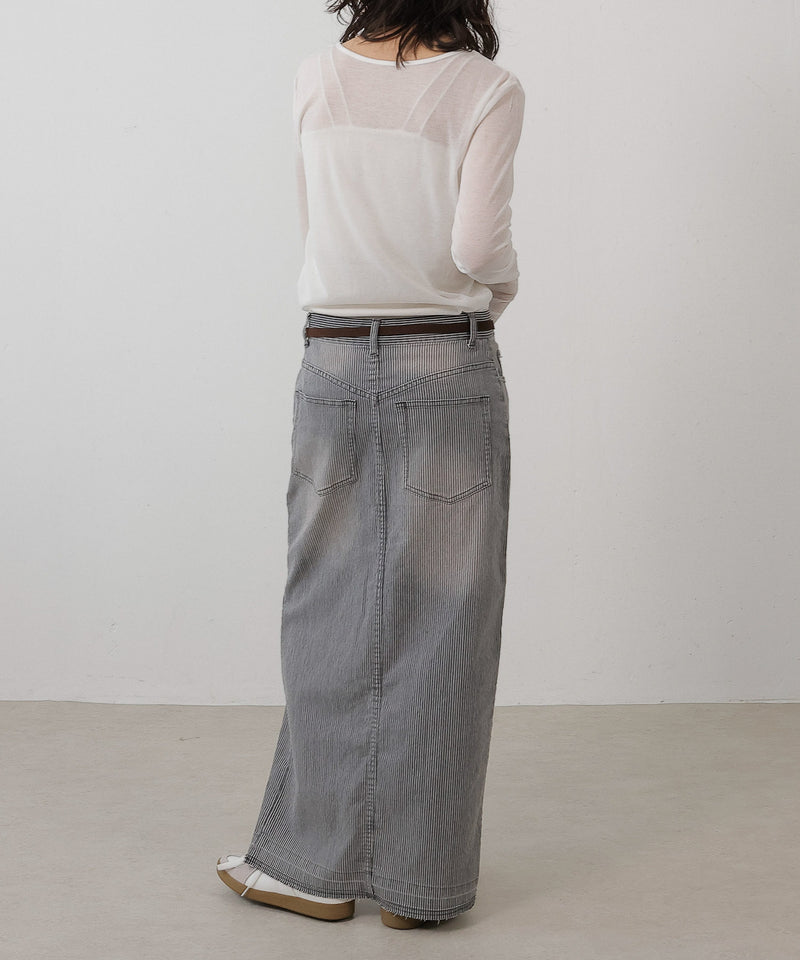 シアー リブ ヘンリーネック トップス