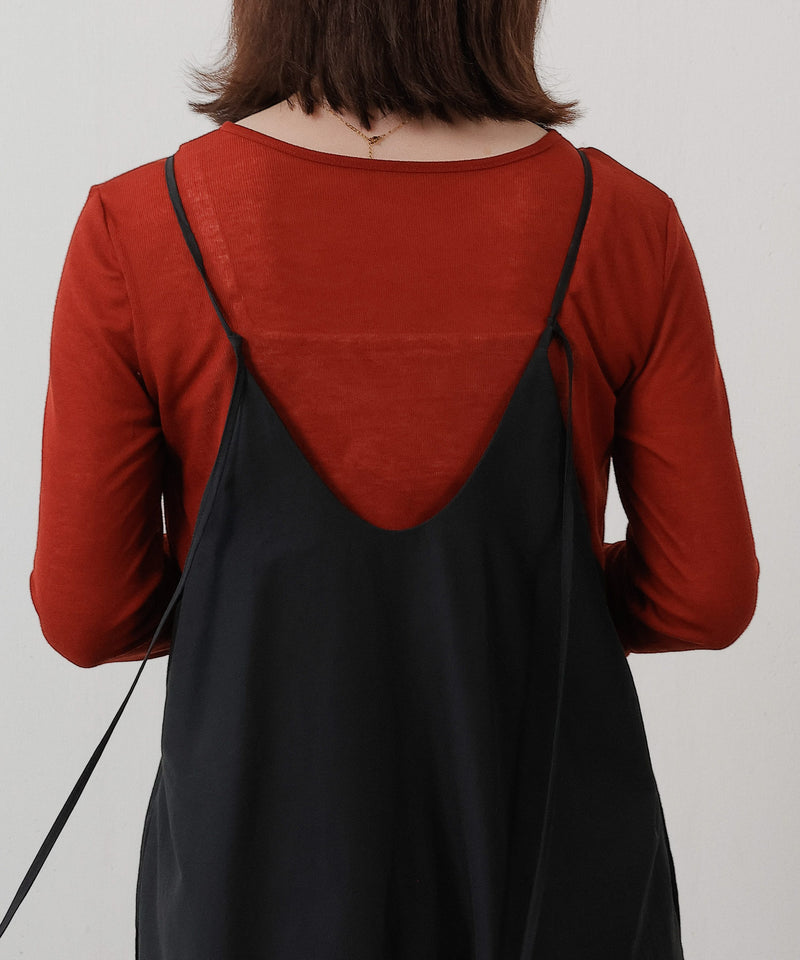 シアー リブ ヘンリーネック トップス