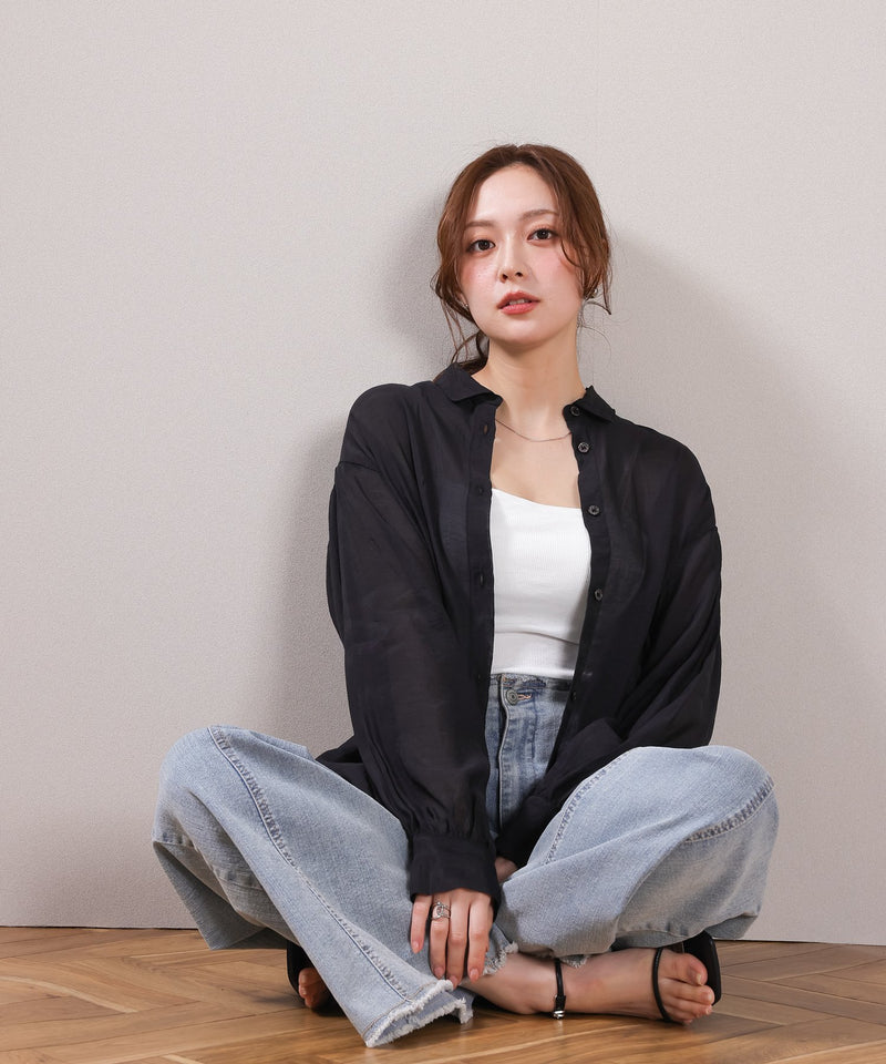 【定番の頼れる一枚】シアー ボリュームスリーブ シャツ