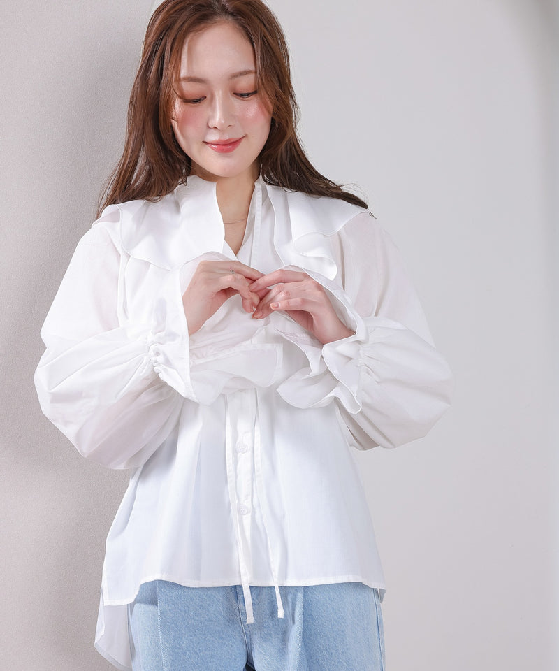 【顔まわり華やぐ】フリルブラウス レディース 通勤 春