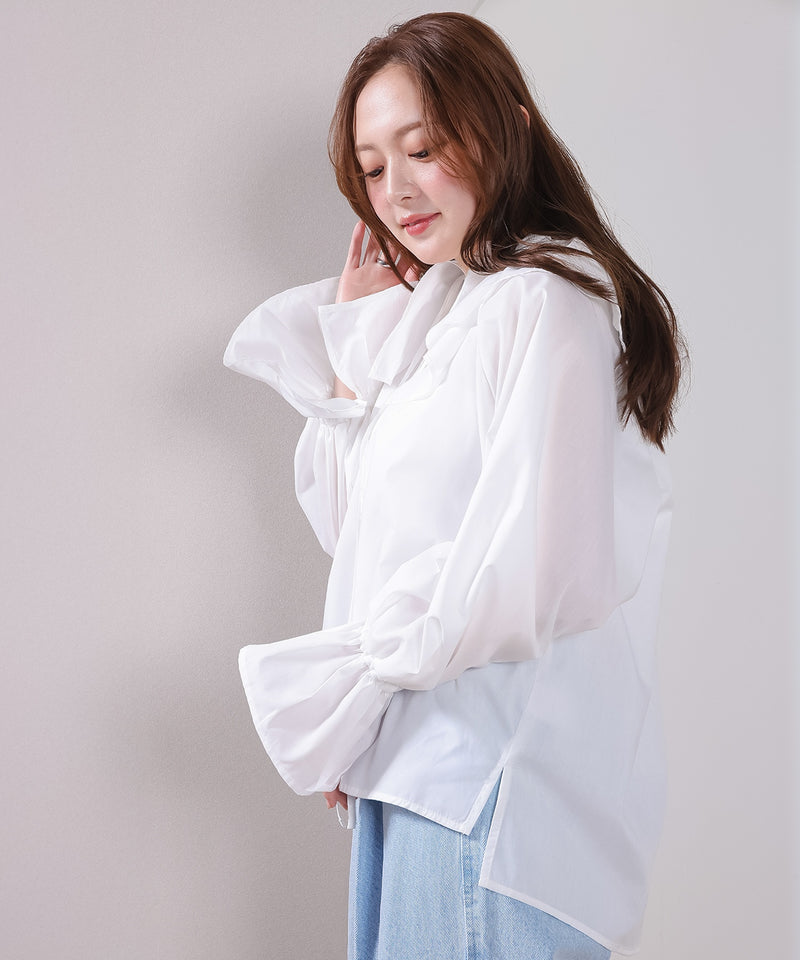 【顔まわり華やぐ】フリルブラウス レディース 通勤 春
