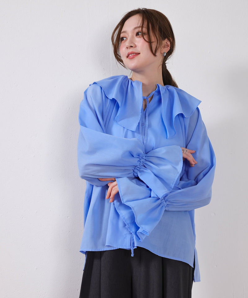 【顔まわり華やぐ】フリルブラウス レディース 通勤 春