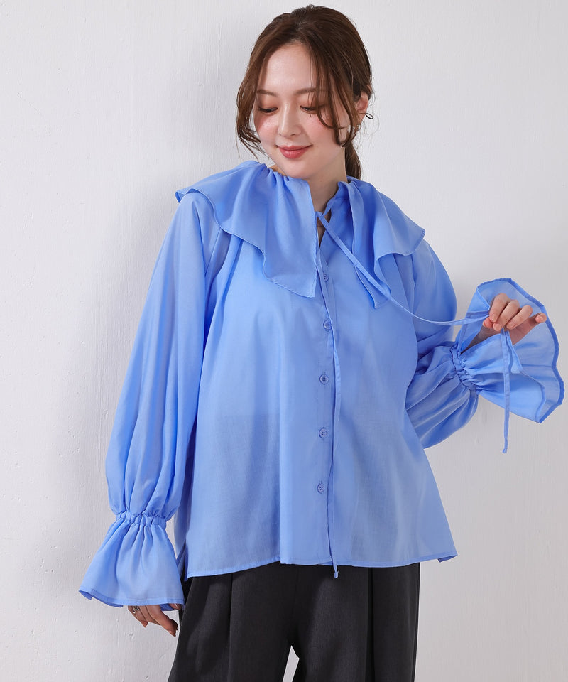 【顔まわり華やぐ】フリルブラウス レディース 通勤 春